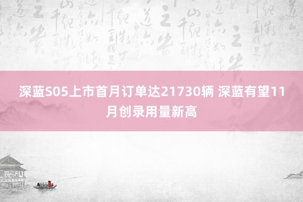 深蓝S05上市首月订单达21730辆 深蓝有望11月创录用量新高